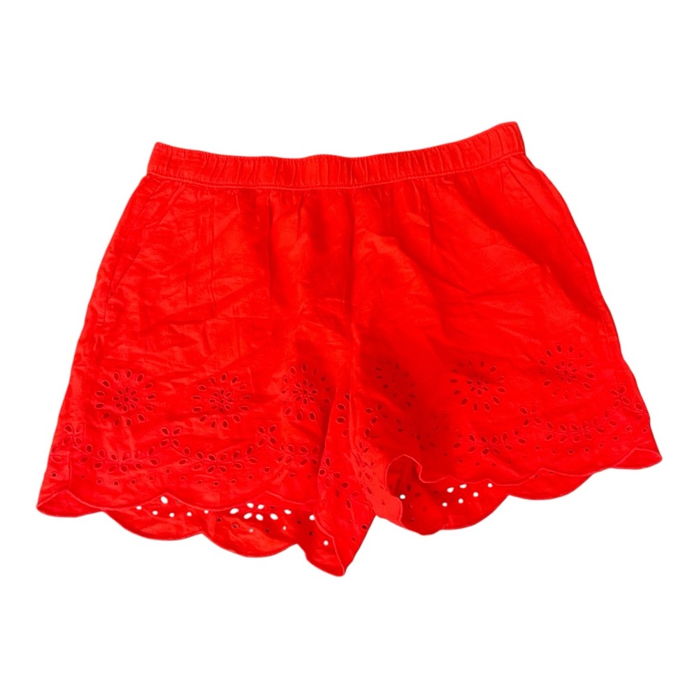 LOFT Red Eyelet Linen Shorts - Size XL